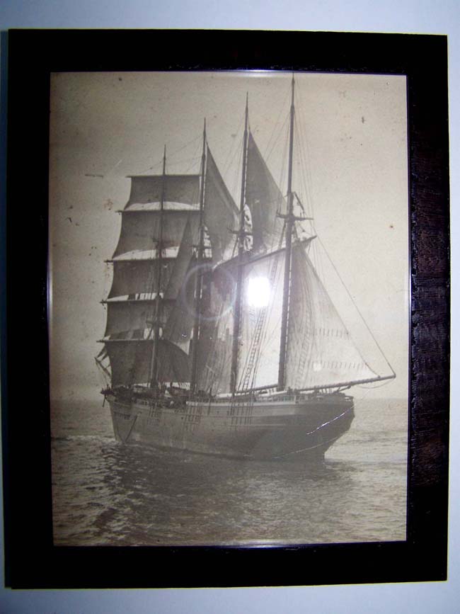 An original 19th century photograph of a four-masted ship under full sail circa 1880 — image 2